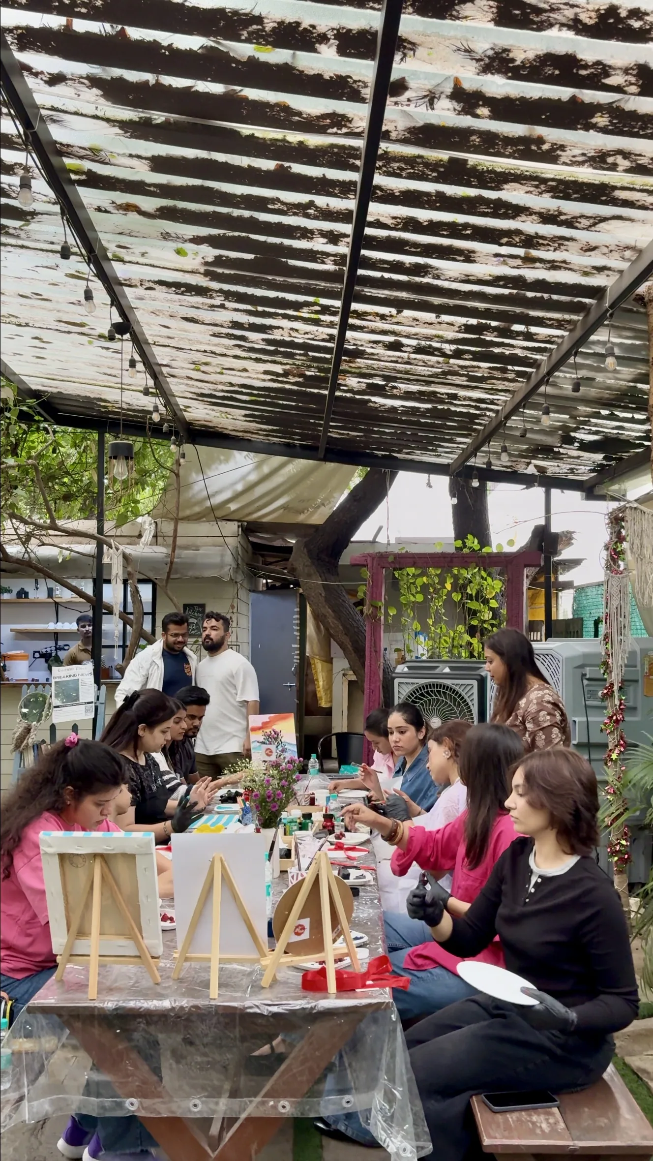 The group at work in the outdoor studio